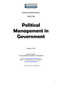 POLS704 Political Management in Government course outline 2014