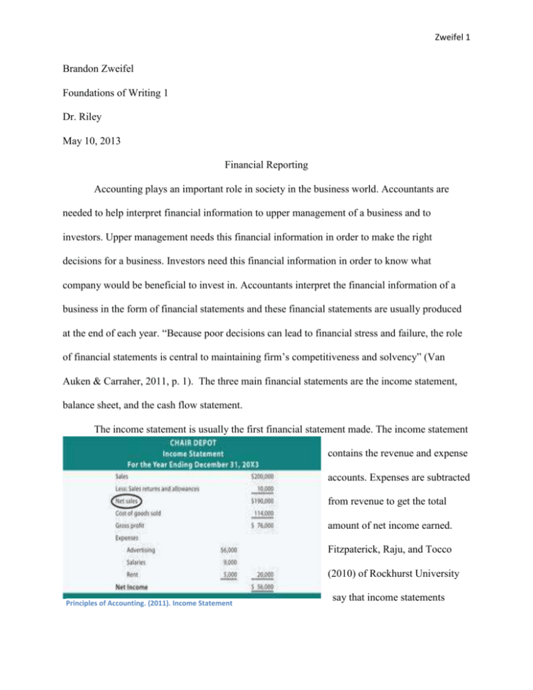 financial reporting essay