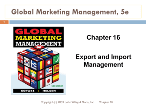 EXPORT AND IMPORT MANAGEMENT Chapter Seventeen