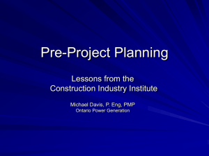 Pre-project Planning - PMI Lakeshore Chapter