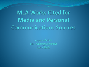 MLA Works Cited for Media and Personal