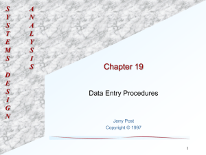 Chapter 19: Data Entry Procedures