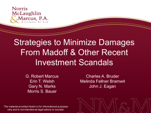 Strategies to Minimize Damage from Madoff & Other Recent