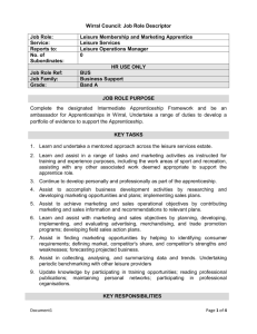Wirral Council: Job Role Descriptor Job Role: Leisure Membership