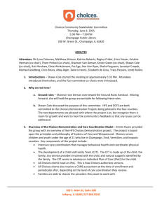 Choices Community Stakeholder Committee Meeting Minutes