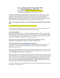 MKT 320f and MKT 337 Marketing Subject Pool info sheet Fall 2013