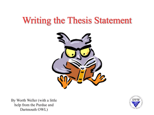 Writing the Thesis Statement