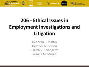 206 - Ethical Issues in Employment Investigations and Litigation