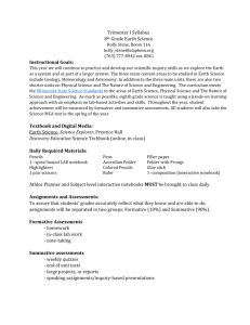 Trimester I Syllabus 8th Grade Earth Science Holly Stene, Room