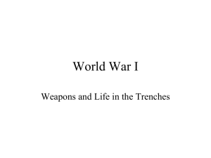 World War I weapons, trenches, and tactics