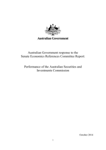 Performance of the Australian Securities and Investments Commission