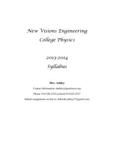 New Visions Engineering College Physics Mrs