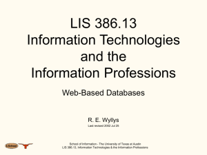 Web-Based Databases - School of Information