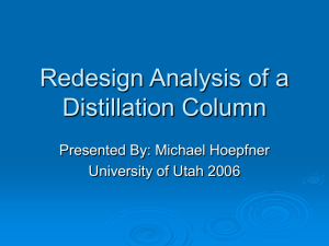 Redesign Analysis of Distillation Column