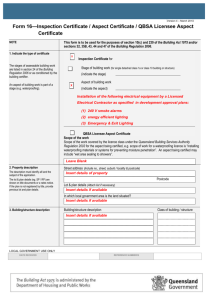 Form 16 Inspection certificate/aspect certificate/Queensland Building
