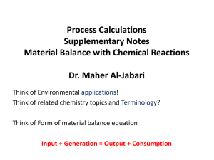 Material Balance with Chemical Reactions