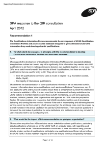 April 2012 - UCAS QIR Consultation