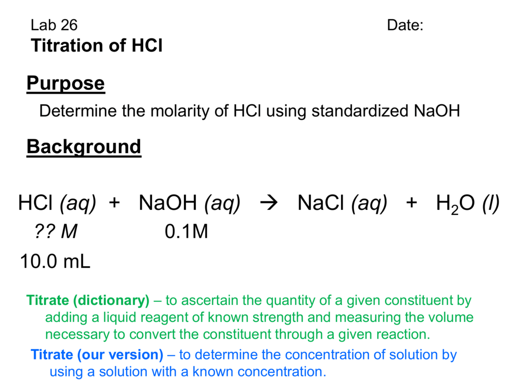 HCl NaOH Titration