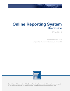 Online Reporting System (ORS) User Guide
