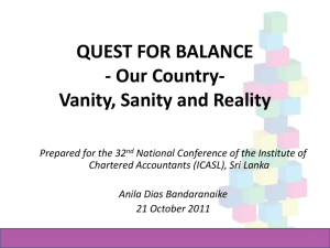 QUEST FOR BALANCE Vanity, Sanity and Reality