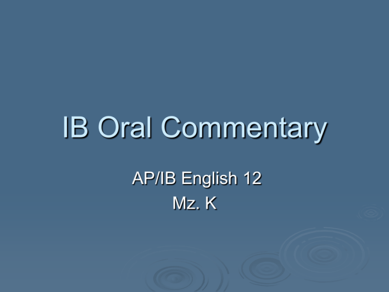 Ib Oral Commentary Examples