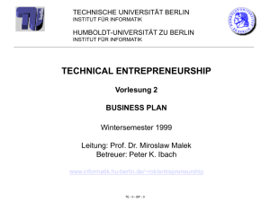 Technical Entrepreneurship - Institut für Informatik