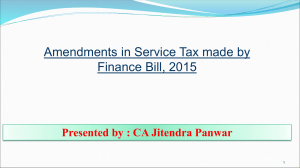 Amendement in Service Tax by Finance Act, 2015