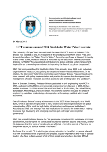 UCT alumnus named 2014 Stockholm Water Prize Laureate