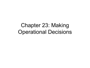 Chapter 23: Making Operational Decisions