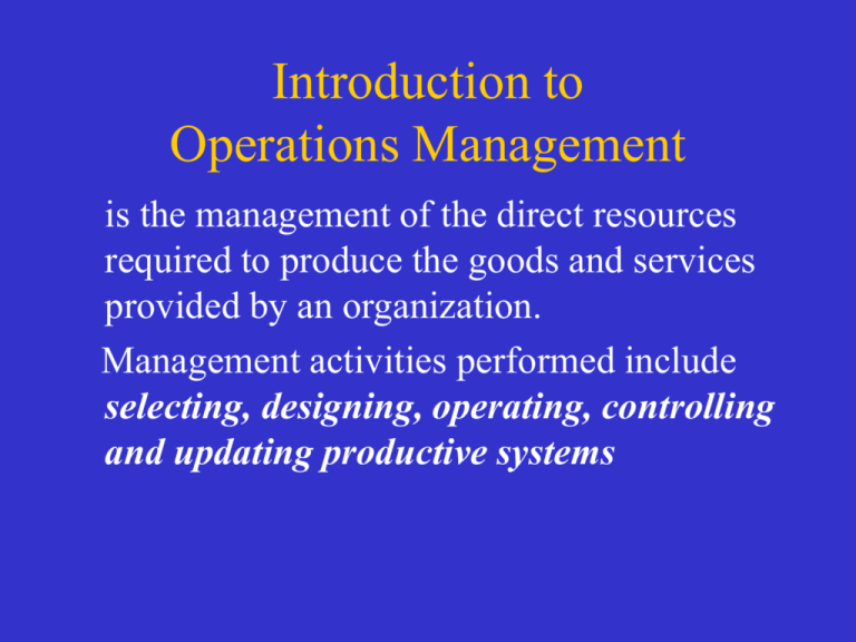 Operations Management Application Meaning