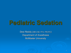 Pediatric Sedation - McMaster University
