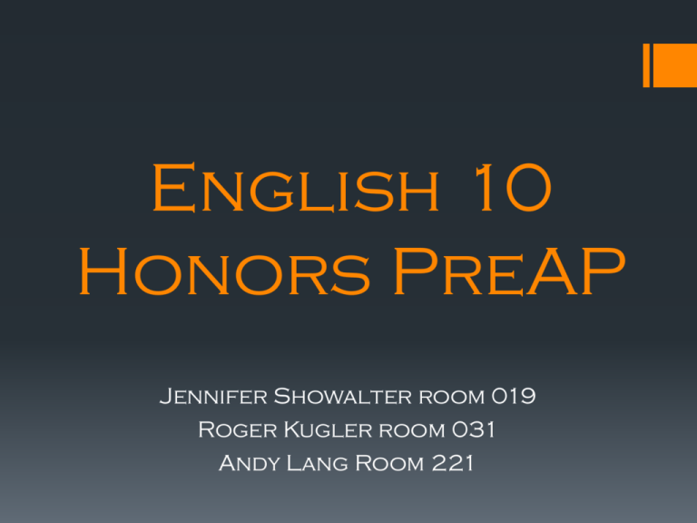 English Honors 10 Spokane Public Schools