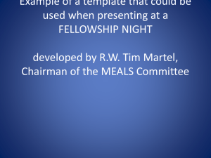 Power Point Presentation for Fellowship Nights