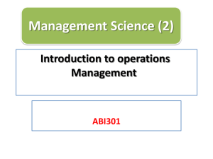 Introduction to operations Management