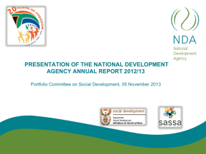 Presentation of the National Development Agency Annual Report