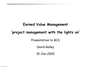 Earned Value Management - an introductory brief