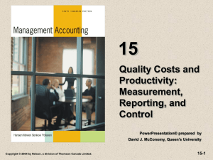 Chapter Sixteen-Quality Costs and Productivity: Management