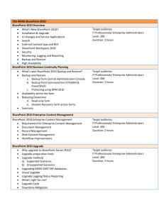 TAS INFRA SharePoint 2010 SharePoint 2010 Overview What's