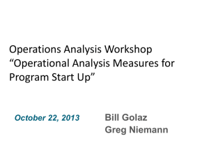 Operations Analysis Workshop *Operational Analysis Measures for