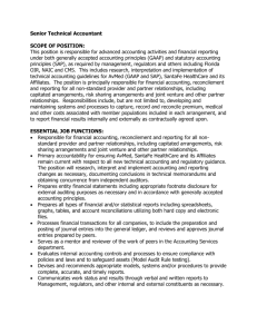 Senior Technical Accountant SCOPE OF POSITION: This position is