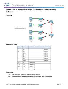 Implementing a Subnetted IPv6 Addressing Scheme