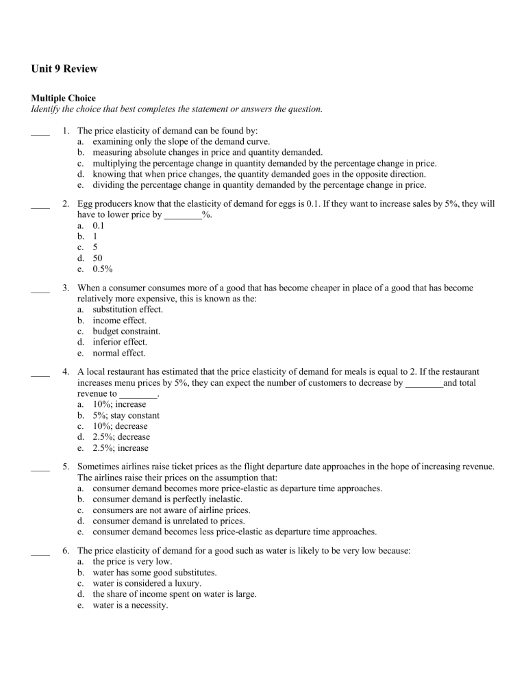 assignment 10 unit 9 review questions