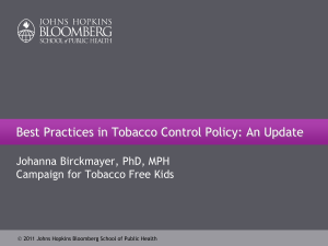 Best Practices in Tobacco Control Policy