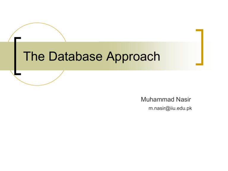 Advantages Of The Database Approach