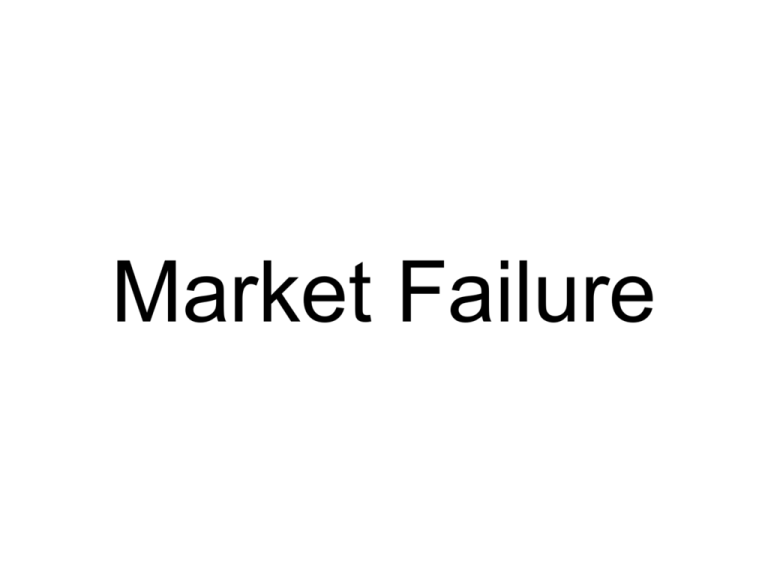 Market Failure Definition A Level Economics