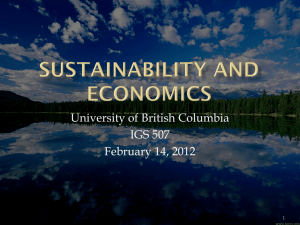 Sustainability and Economics - University of British Columbia
