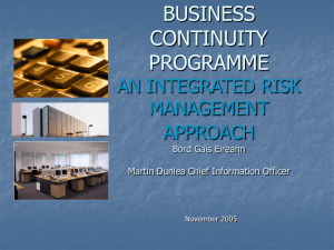 business continuity programme an integrated risk