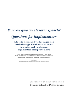 Questions for Implementers - Muskie School of Public Service