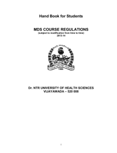 MDS Regulations - Dr.NTR UNIVERSITY OF HEALTH SCIENCE