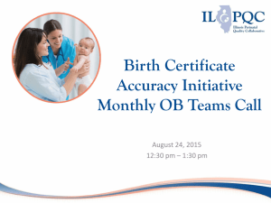 Birth Certificate Initiative * Webinar 1